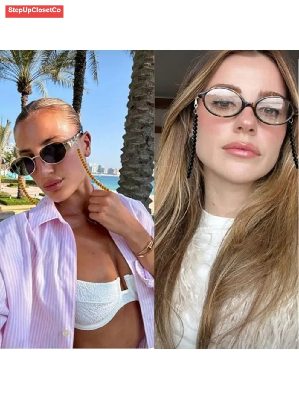 3 Pack Wood Bead Eyeglass Chains for Women, Neck Holder, Vintage Stylish